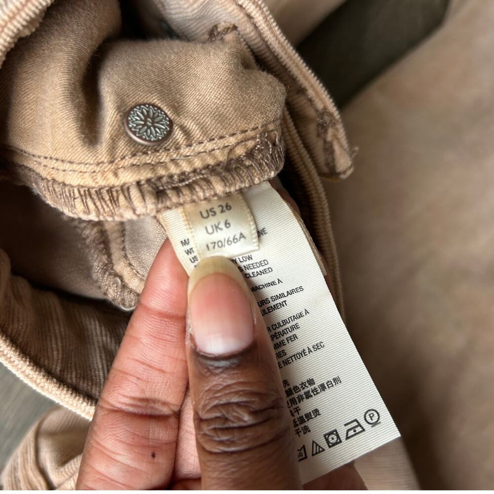 🥶 We The Free Tan CRVY Cord Lace Up Flare Jeans Size 26 - Picture 11 of 13